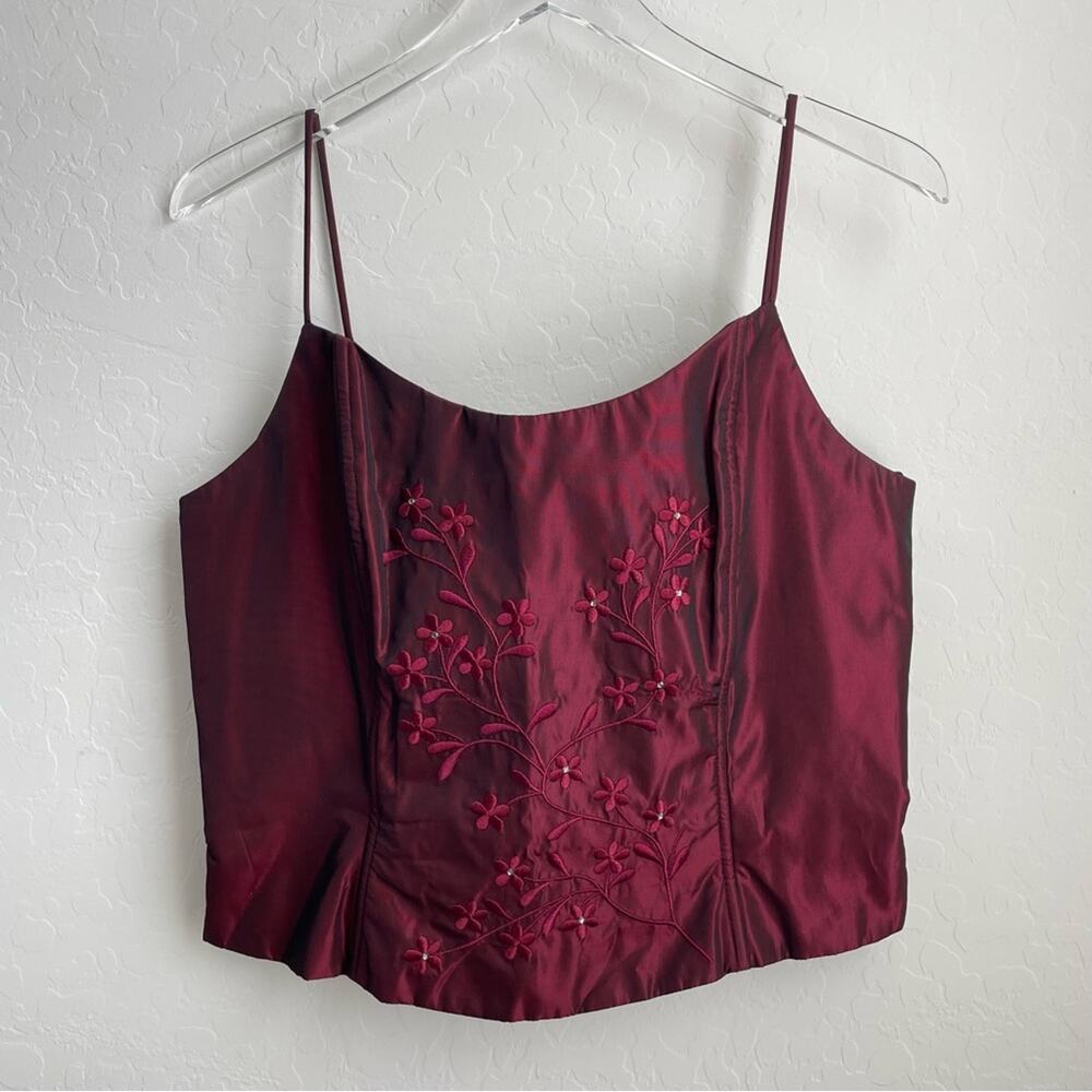 Jessica and Scott McClintock Gunne Sax Dress Two Piece Red Floral Embroidery